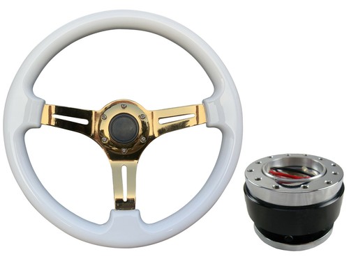 White gold steering wheel - white, +