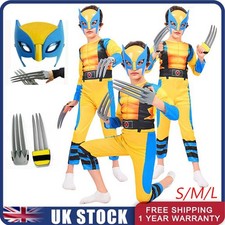 NEW Kids Wolverine Book Day Costume Tight Muscle Suit Party Fancy Dress Cosplay