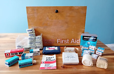 Large Vintage Wall Mounted Wooden Cuxson Gerrard First Aid Cabinet & Contents