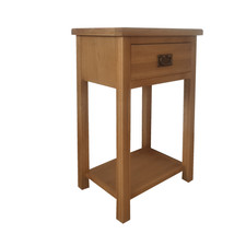 Oakcroft Rustic Oak Telephone Table Hallway Console Table Fully Assembled