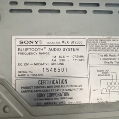 Sony mex bt2800 bluetooth - sony, car