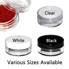 Small Round Plastic Jars Pots Containers Black White Clear Screw top Cosmetic 