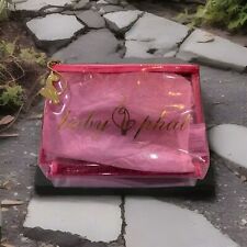 Y2k Baby Phat Pink Makeup Small Zip Bag Gold Cat ? Logo Zipper- Glam Bling ✨️ 