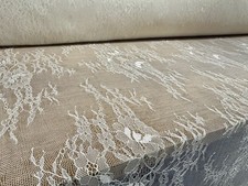 Lightweight Lace Mesh Fabric, Per Metre - Wildflower Design - Ivory