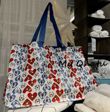 IKEA VINTERFINT Shopping Large Bag Christmas Heart Pattern Red Blue Reusable