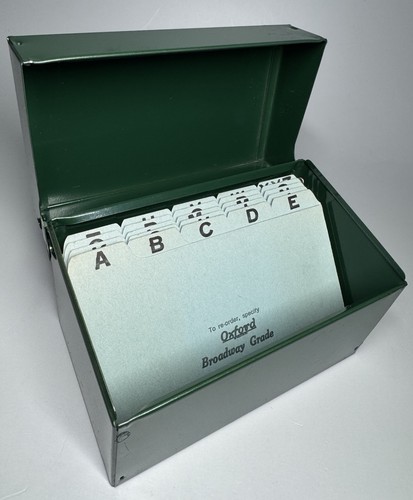 Vtg green metal 3x5 index - green,