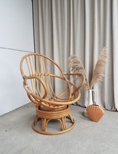 Vtg Mid Century Wicker Swivel Satellite Egg Chair Retro Italian Style R368