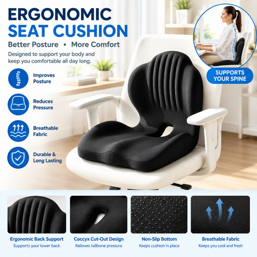 Ergonomic memory foam coccyx - ergonomic,