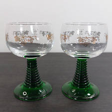 Luminarc Hock Glass Green Beehive Stem Wine Glasses Gold Gilt Grapevine Design