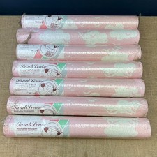 7 X VINTAGE 1970s RETRO PINK WHITE CLOUDS BIRDS SKY WALLPAPER ROLLS