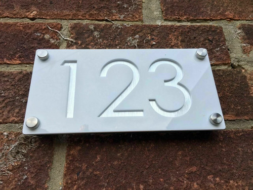 Modern house numbers engraved - house,