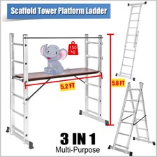 Aluminium Scaffold Tower Working Ladder Step Platform 3 In 1 Multi Purpose