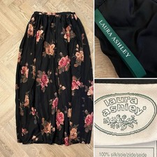 90s Vintage RARE Laura Ashley 100% Silk Maxi/Floor Romantic Evening Skirt 12 🥀 