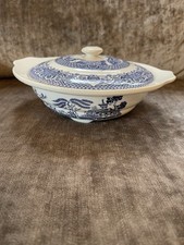 Vintage English Ironstone Tableware, Old Willow Tureen. VGC