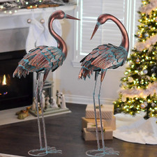 Set of 2 Large Metal Heron