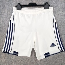 Vintage Adidas Shorts Mens 30 White Blue Y2K Spell Out Logo 3 Stripes Gym