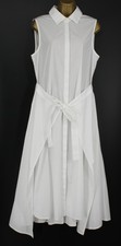 ROSETTA GETTY WOMENS SLEEVELESS APRON WRAP DRESS SIZE 10 WHITE RRP £650 IB