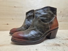 VERO CUOIO LADIES ANKLE WESTERN BOOTS SIZE:39 UK:6 BROWN/OLIVE GREEN