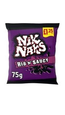 Nik Naks Rib N Saucy Crisps 20 x 75g Priced Bags Zesty Crunchy Snack