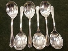 6 Vintage Thomas Turner silver plated Shell Bowl Fruit Spoons Jesmond Pattern