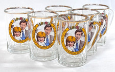 1981 Royal Wedding Set of Glasses Mini Tankards Steins Six Irish Coffee Small