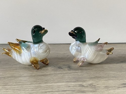 Hand blown glass mallard duck - glass,