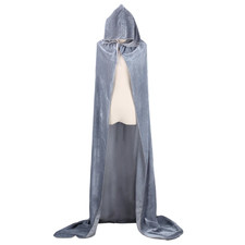 Christmas Pleuche Velvet Cloak Cape Hooded Medieval Costume Witch Wicca Vampire 