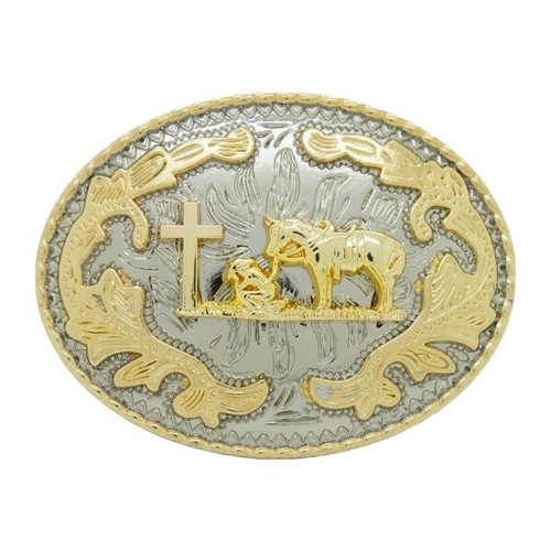 Praying cowboy belt buckle - praying,