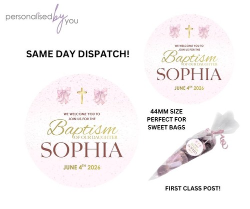Personalised stickers pink bow - personalised,
