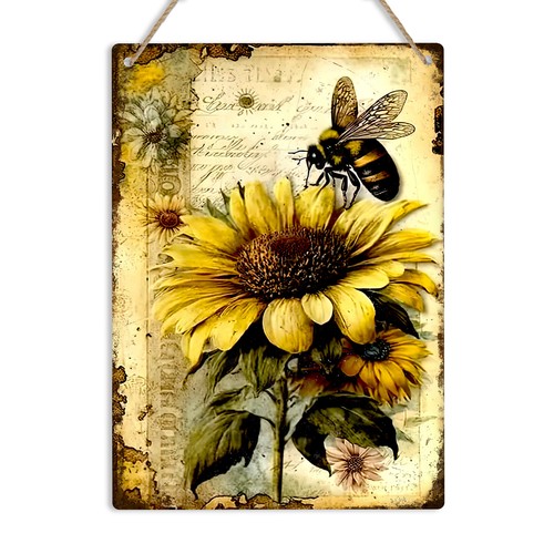 Sunflower and bee metal - sunflower,