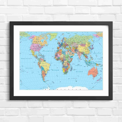 Colorful political world map - world,