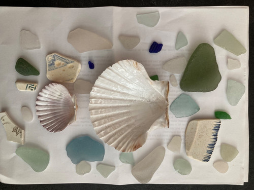 Sea glass and - , pottery