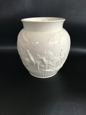 WEDGWOOD WHITE  QUEENSWARE VASE WITH HORSE DESIGN