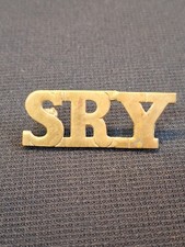 SHERWOOD RANGERS YEOMANRY SHOULDER TITLE BADGE IN BRASS ON LUGS GENUINE