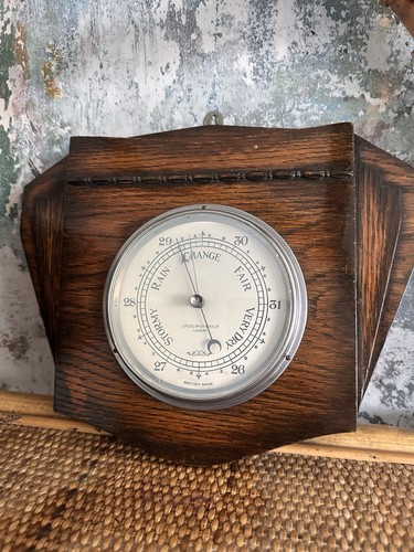 Vintage oak aneroid barometer - vintage,