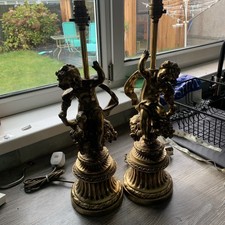 A Pair of Vintage Cherub Lamps