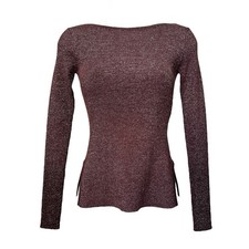 MaxMara Favella Ribbed Knit Jumper – Wine Metallic Thread, XS £345