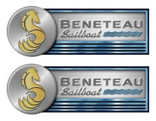 Two Beneteau Sailboat Stickers 10"x3.5" each