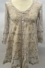 Myrine & Me Tunic Dress Size M Silver/Grey Tencel Polyester Embroidered      L13