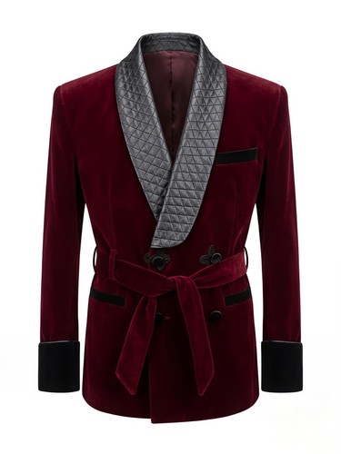 Burgundy velvet smoking jacket - burgundy,