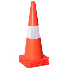 18 Inch Plastic Traffic Cones with Reflective Collars, Safety Barriers, 4 Pack
