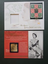 Queens Golden Jubilee Gold Plated .925 Silver Proof Ingot Coin CoverRoyal Mint