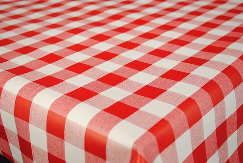 Plain red white gingham - red, check