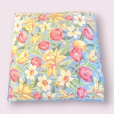 Vintage Laura Ashley Large Cotton Cushions Floral Tulips Daffodils Spring