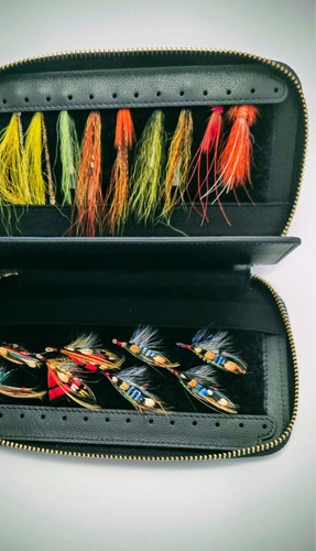 Leather fly fishing wallet - fly,