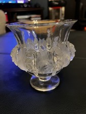 Vintage Lalique DAMPIERRE VASE Frosted Crystal Birds / Sparrows  See Discription