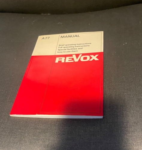 Vintage revox a77 manual - vintage,