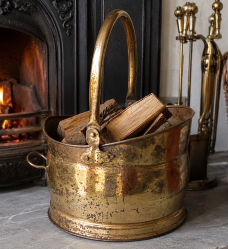 Vintage brass fireside coal - vintage,
