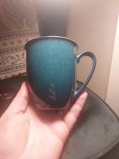 Denby Stoneware Greenwich Green Flared Coffee Mug Beaker Ceramic Dark Teal Green
