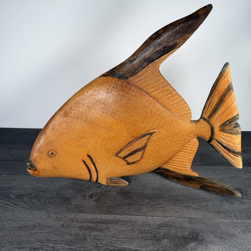 Vintage large fish hand carved - large,